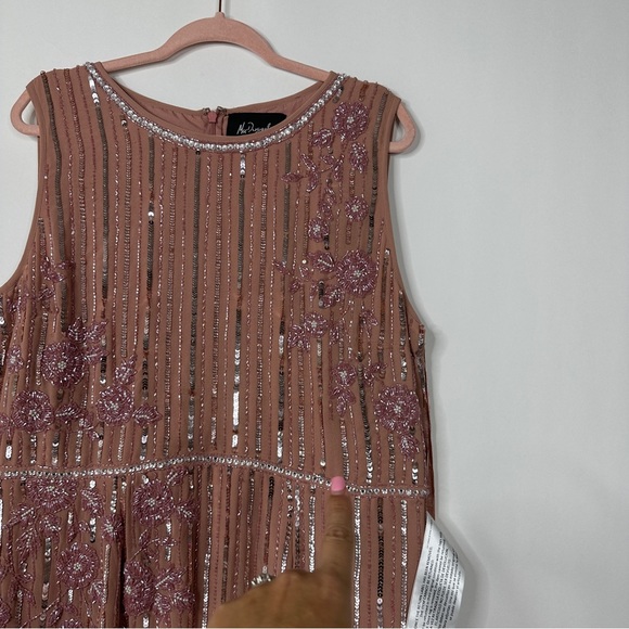 NWT Striped Floral Embellished Sleeveless Midi Dress Rose Sz 16 - Picture 6 of 11